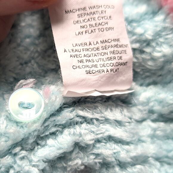 Hartstrings Vintage 1990s Light Blue Chenille Pink Heart Sweater | Baby Size 24M - Picture 9 of 9